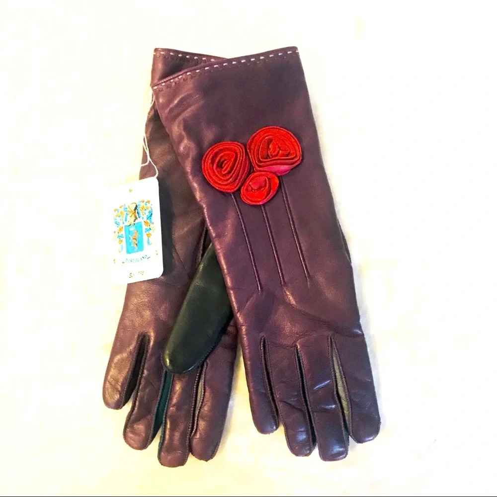 Portolano Rosebud Multi Colored Leather Gloves